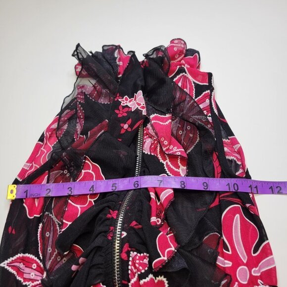 Sheer See Through Red and Black Ruffle Frilly Sleeveless Mini Dress - Picture 14 of 14